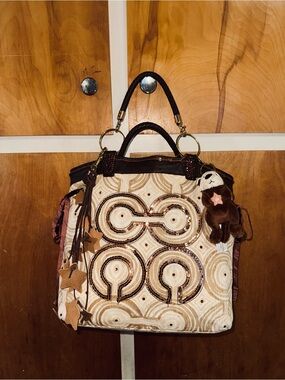 Coach *upcycled*Stylish Beige & Brown Patterned Women's Tote Bag